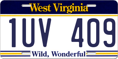 WV license plate 1UV409