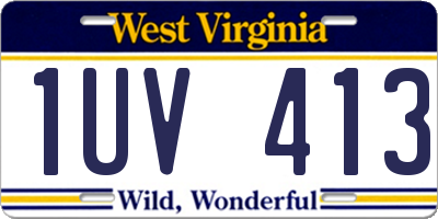 WV license plate 1UV413