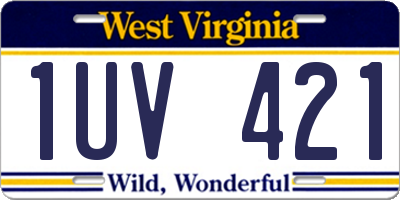 WV license plate 1UV421