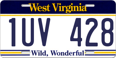 WV license plate 1UV428