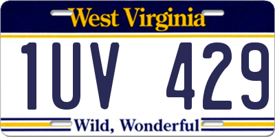 WV license plate 1UV429