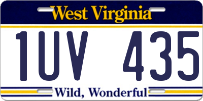 WV license plate 1UV435