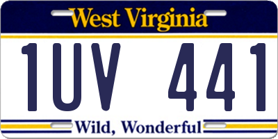 WV license plate 1UV441