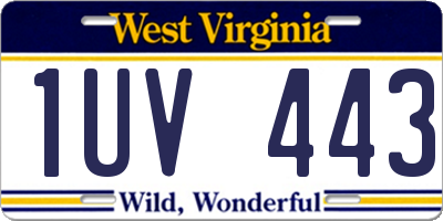 WV license plate 1UV443