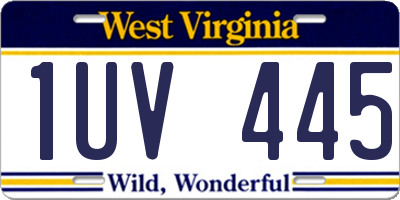 WV license plate 1UV445