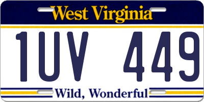 WV license plate 1UV449