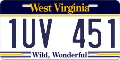 WV license plate 1UV451