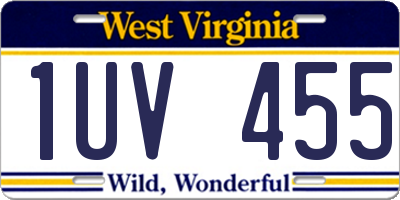 WV license plate 1UV455