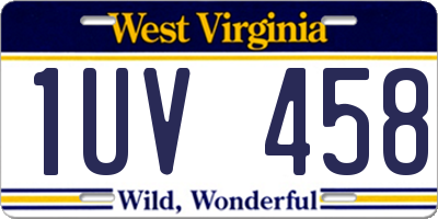 WV license plate 1UV458