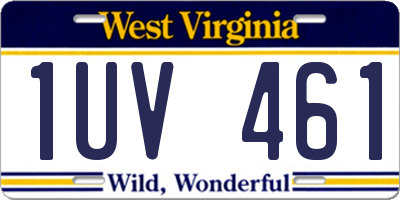 WV license plate 1UV461