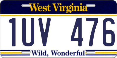 WV license plate 1UV476