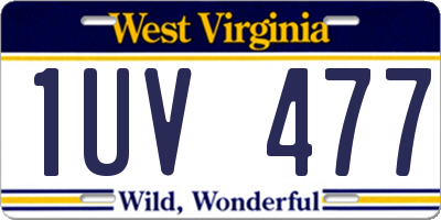 WV license plate 1UV477