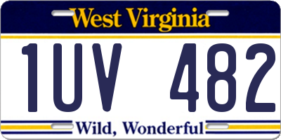 WV license plate 1UV482