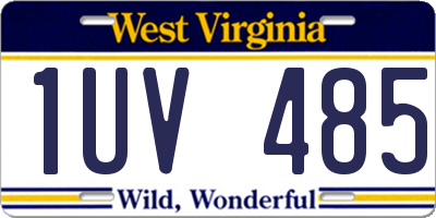 WV license plate 1UV485