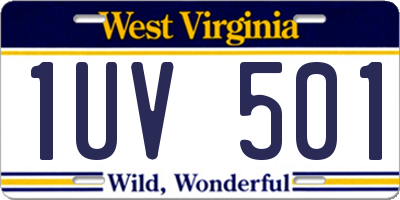 WV license plate 1UV501