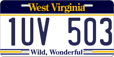 WV license plate 1UV503