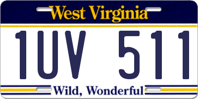 WV license plate 1UV511
