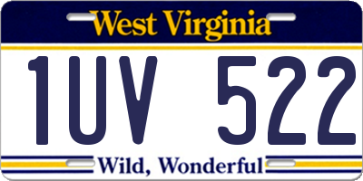 WV license plate 1UV522