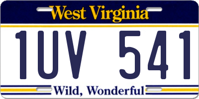 WV license plate 1UV541