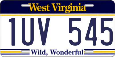 WV license plate 1UV545