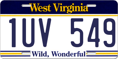 WV license plate 1UV549