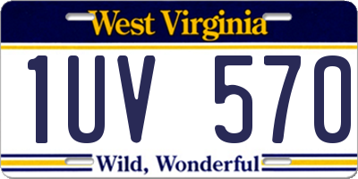 WV license plate 1UV570