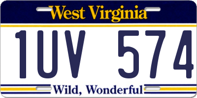 WV license plate 1UV574
