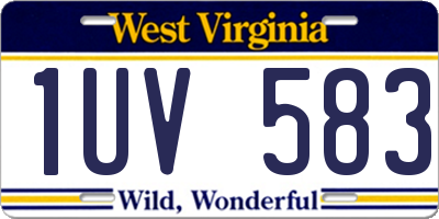WV license plate 1UV583