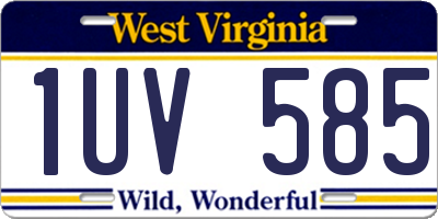 WV license plate 1UV585