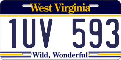 WV license plate 1UV593