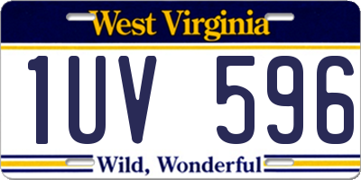 WV license plate 1UV596