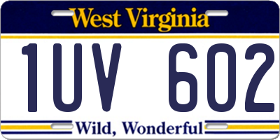 WV license plate 1UV602