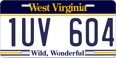 WV license plate 1UV604
