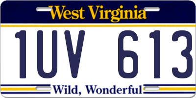 WV license plate 1UV613