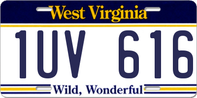 WV license plate 1UV616