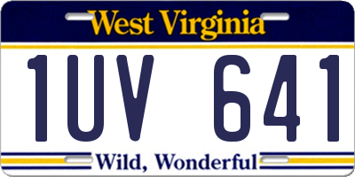 WV license plate 1UV641