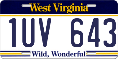 WV license plate 1UV643