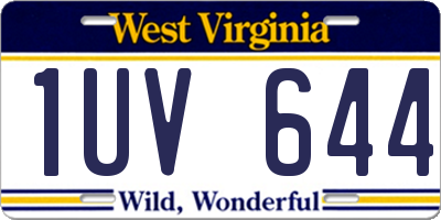 WV license plate 1UV644