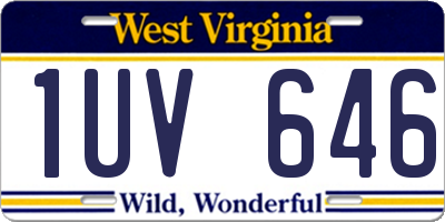 WV license plate 1UV646
