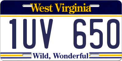 WV license plate 1UV650