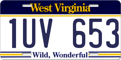 WV license plate 1UV653