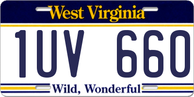 WV license plate 1UV660