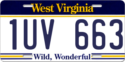 WV license plate 1UV663