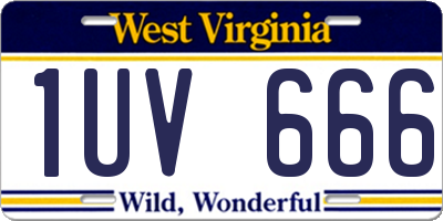 WV license plate 1UV666