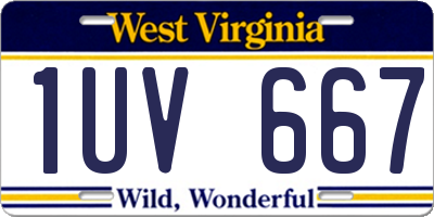 WV license plate 1UV667
