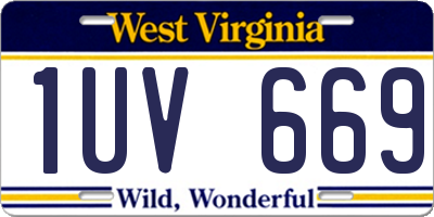 WV license plate 1UV669