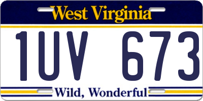 WV license plate 1UV673