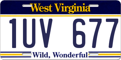 WV license plate 1UV677