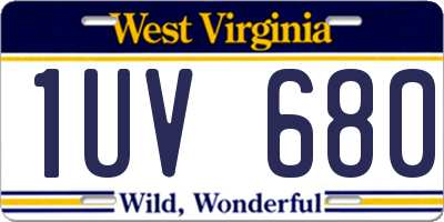 WV license plate 1UV680