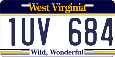 WV license plate 1UV684